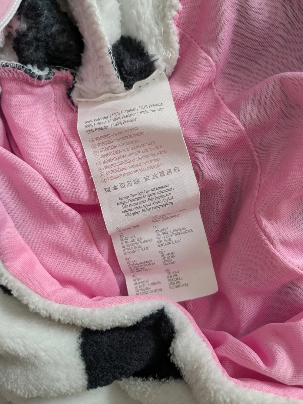 Kids Cow One-Piece Pajamas with Hood - Pink and White